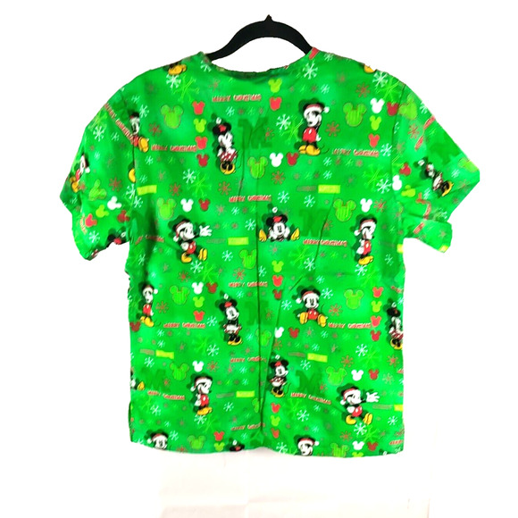 The Wonderful World Of Disney Women Scrub Top Size Small Mickey Mouse Christmas - Picture 5 of 5